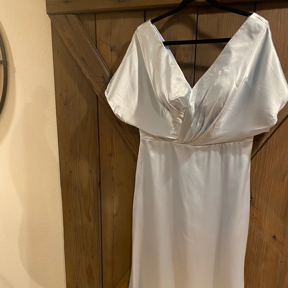 Elegant Pale Blue Satin Dress